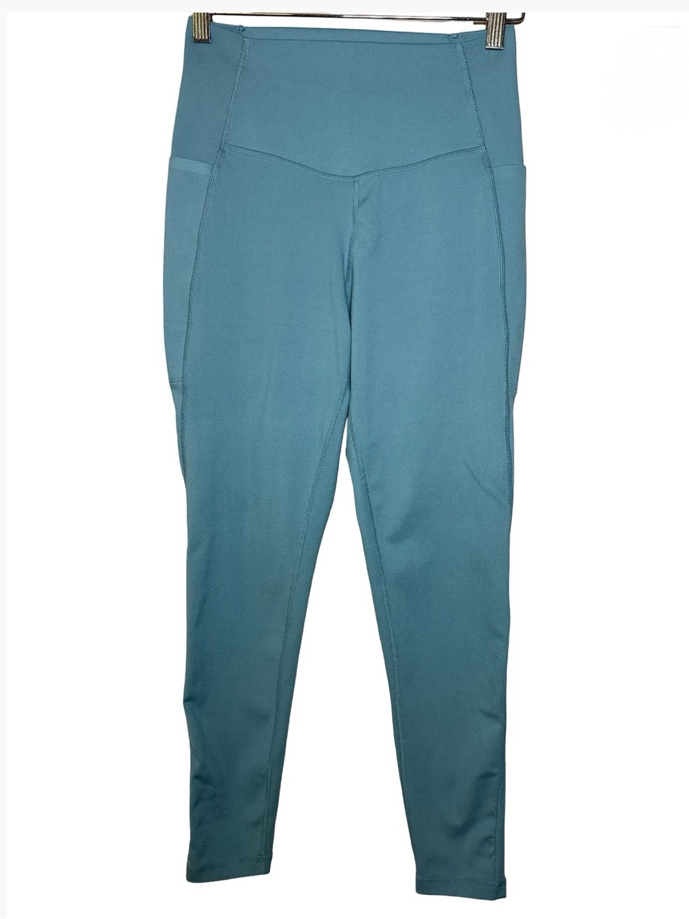 Danskin Contour High Rise Side Pockets Brushed Blue Leggings Ladies Medium